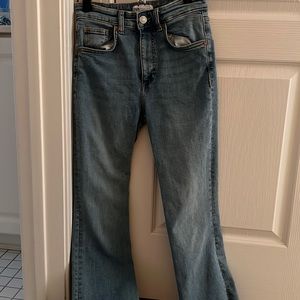 Blue ZARA Cropped Flare Jeans